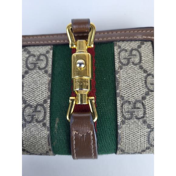 Gucci Supreme Monogram Textured Calfskin Web Jackie 1961 Wallet - Picture 5 of 8